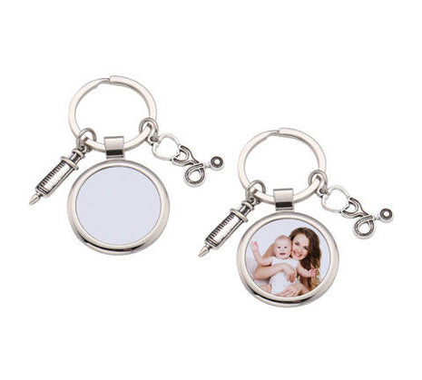 Metalen Sleutelhanger voor Sublimatie – Zilver/Wit Glans (inclusief plakplaatje & tape)