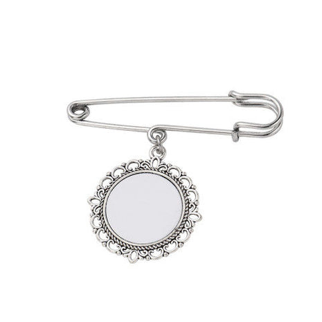 Metalen Broche voor Sublimatie – Zilver/Wit Glans (incl. plakplaatje & tape)