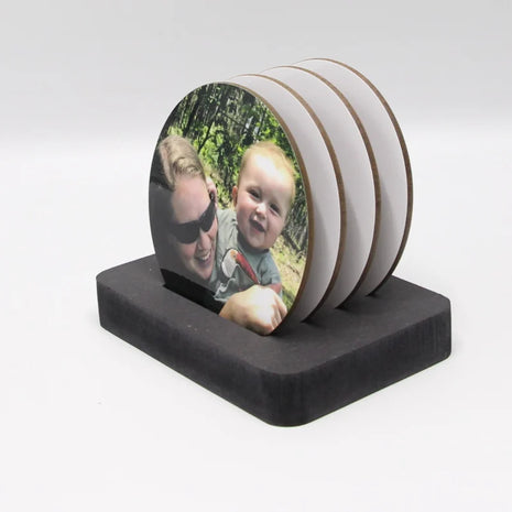 Houten houder voor 4 ronde onderzetters