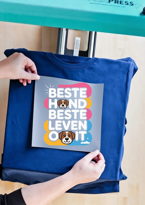 DTF Tekst & Illustratie Transfer – Beste hond, beste leven ooit