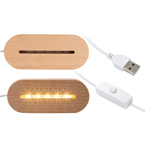 Houten LED lamp basis ovaal voor sublimatie