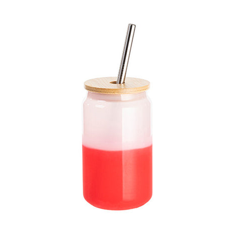400 ml Kleurveranderend Sublimatieglas Rood met Bamboe Deksel