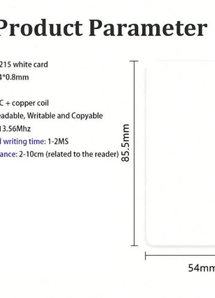 NFC Kaart NTAG215 – Programmeerbare NFC-kaart (85,5 x 54 mm, geschikt voor Amiibo)