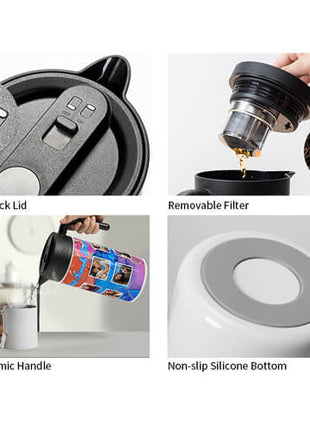 Bedrukbare RVS Koffie- of Theekan 1500ml – Ideaal voor Sublimatie – Glanzend & Robuust Design