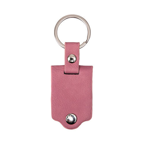 Metalen sleutelhanger in een PU leren etui Roze voor sublimatie