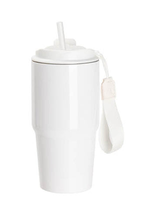 600 ml RVS Sublimatie Tumbler Wit met Deksel en Handvat