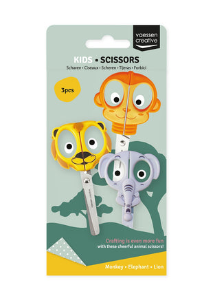 Vaessen Creative • Kinderscharen Set Aap Olifant Leeuw 3st.