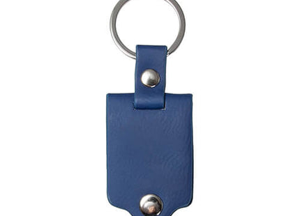 Metalen sleutelhanger in een PU leren etui Blauw voor sublimatie