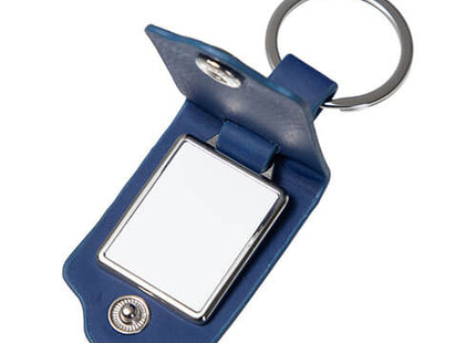 Metalen sleutelhanger in een PU leren etui Blauw voor sublimatie