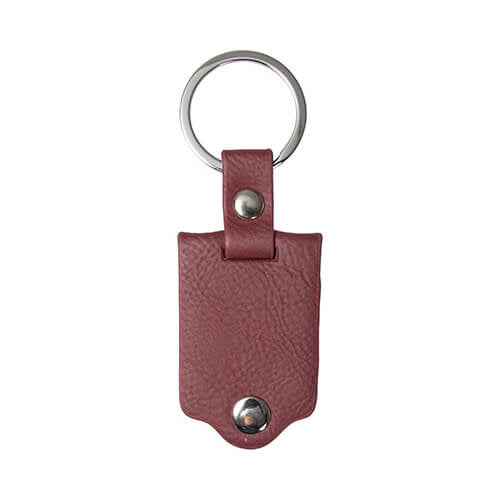 Metalen sleutelhanger in een PU leren etui Bordeaux voor sublimatie