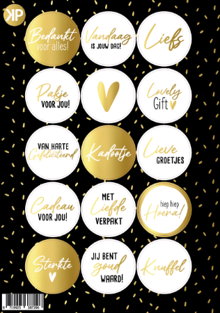 A5-stickervel Bestseller met diverse zwart-witte stickers en luxe goudfolie