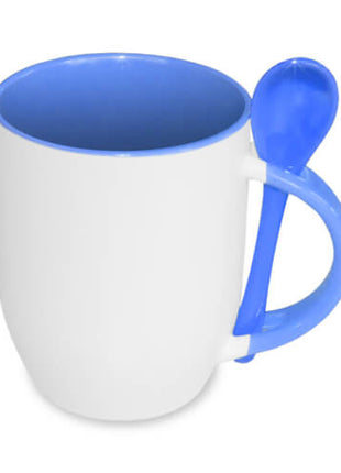 Blauwe JS Coating sublimatie mok met lepel van 330 ml keramische mok voor sublimatie bedrukking