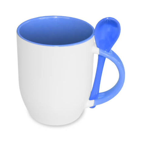 Blauwe JS Coating sublimatie mok met lepel van 330 ml keramische mok voor sublimatie bedrukking