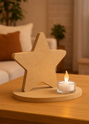 Theelichthouder Ster van MDF – 12 mm | Niet Geschikt voor Sublimatie | DIY Houten Decoratie