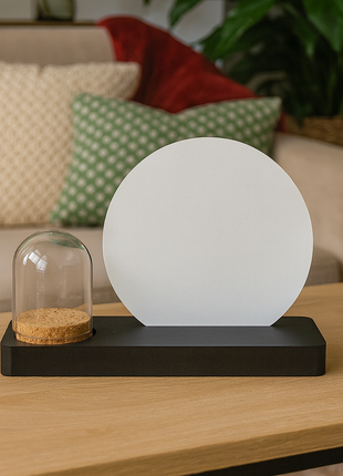 Plankje Zwart MDF Sublimatie Cirkel met Glazen Globe & Kurkstop | Complete Set