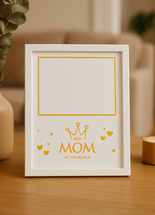 Glasframe Best Mom of the World voor Sublimatie – 12,7 x 17,8 cm (excl. houten basis)