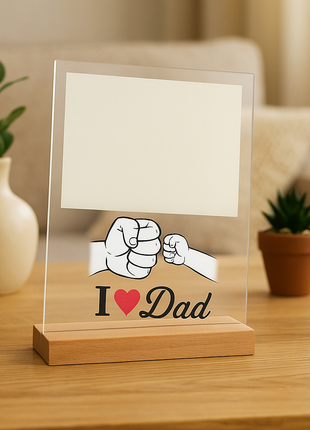 Glasframe I Love Dad voor Sublimatie – 20 x 25 cm (excl. houten basis)