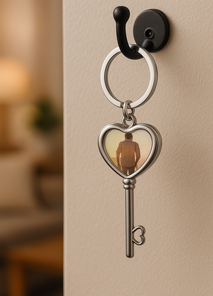Metalen Sleutelhanger Key To My Heart voor Sublimatie – Zilver/Wit Glans (incl. plakplaatje & tape)