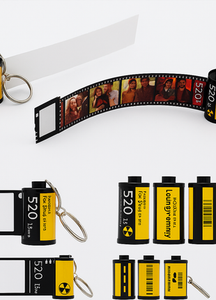 Metalen Sleutelhanger Filmrol voor Sublimatie – Zilver/Wit Glans (incl. plakplaatje & tape)