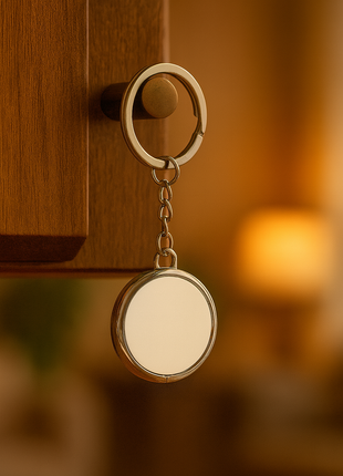 Metalen Sleutelhanger Pillendoosje voor Sublimatie – Zilver/Wit Glans (incl. plakplaatje & tape)
