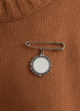 Metalen Broche voor Sublimatie – Zilver/Wit Glans (incl. plakplaatje & tape)