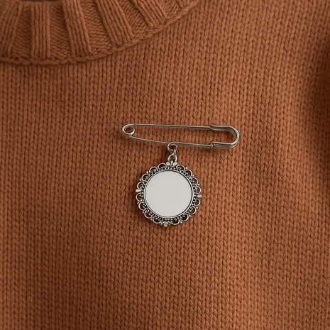 Metalen Broche voor Sublimatie – Zilver/Wit Glans (incl. plakplaatje & tape)