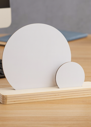 Decoratief Populierenhouten Plankje met 2 Blanco MDF Cirkels voor Sublimatie