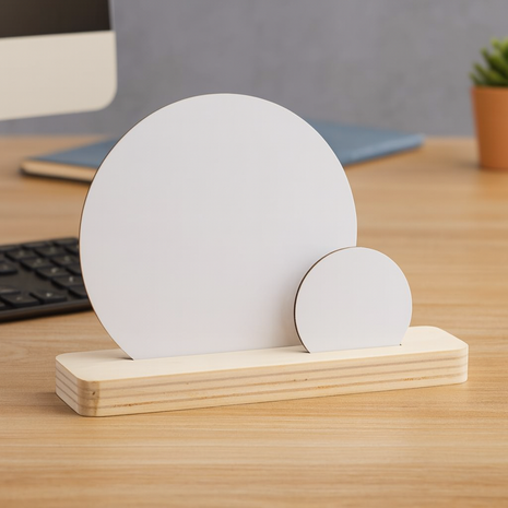 Decoratief Populierenhouten Plankje met 2 Blanco MDF Cirkels voor Sublimatie