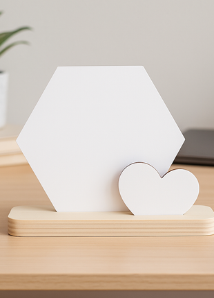 Plankje met MDF Sublimatie Hexagon en Hartje