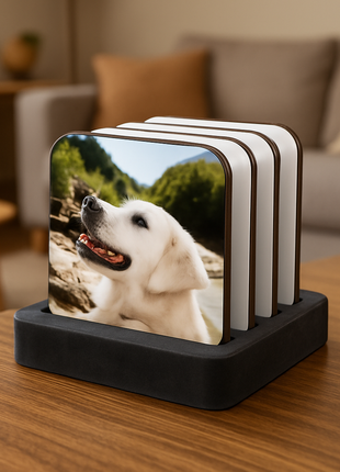 Untersetzer quadratisch aus Pappe und Kork glänzend zur Sublimation 
