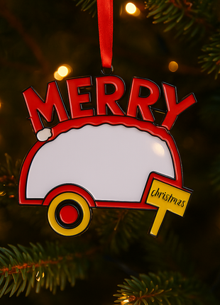 Metalen Foto Ornament Kerstboom Camping voor sublimatie