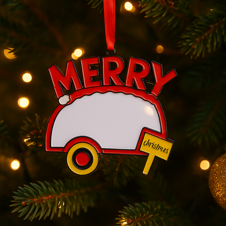 Metalen Foto Ornament Kerstboom Camping voor sublimatie