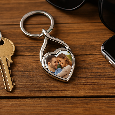 Metalen Hart Sleutelhanger voor Sublimatie – Inclusief Plaatje & Luxe Geschenkdoos