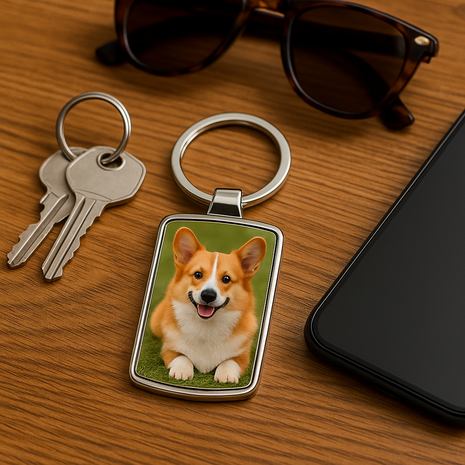 Metalen Sleutelhanger Rechthoek  3x7,5 cm Blanco Sleutelhanger voor Sublimatie Bedrukking Gepersonaliseerde Sleutelhanger