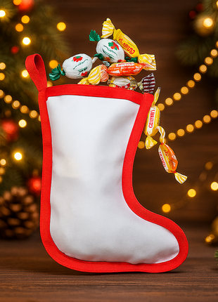 Tweekleurige Kerst Minisok voor Sublimatie – Wit/Rood – 16x20 cm