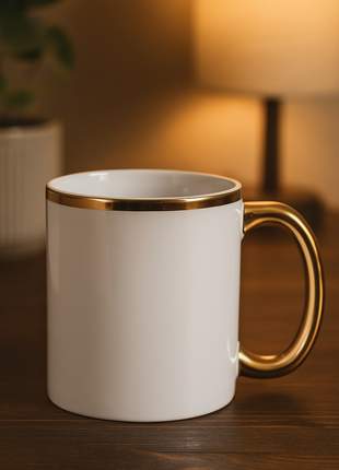 Mok 330 ml met Gouden Streep en Oor – Voor Sublimatie