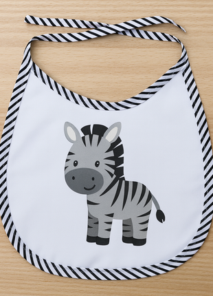 Slabbetje met zwart gestreepte bies voor sublimatie