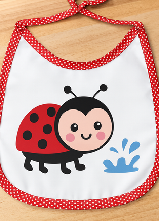 Slabbetje met Rode bies met witte stippen voor sublimatie