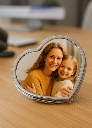 Hartvormig Metalen Spiegeltje voor Sublimatie – Zilver, Afsluitbaar