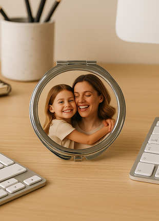 Rond Metalen Spiegeltje voor Sublimatie – Zilver, Afsluitbaar