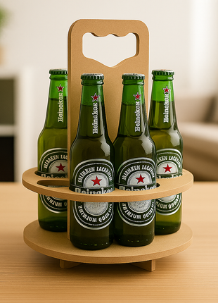 Kadoverpakking voor zes bierflesjes met handvat – MDF houder *niet voor sublimatie*