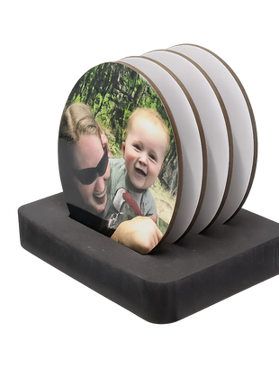 Houten houder voor 4 ronde mdf onderzetters