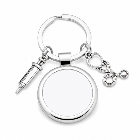 Metalen Sleutelhanger voor Sublimatie – Zilver/Wit Glans (inclusief plakplaatje & tape)