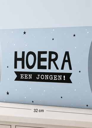 Gondeldoos XL ‘Hoera een Jongen’ Blauw/Zwart – Per Stuk