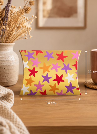 Gondeldoosje Goud met Gekleurde Sterren – 14 × 2,4 × 11 cm – Per Stuk