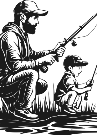 Dtf Print Dad & Son Fishing