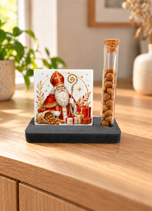 Sublimatieset met tegel 10,8 × 10,8 cm, glazen buisje en waxinelichthouder