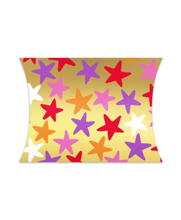 Goud gondeldoosje met gekleurde sterren van 14 × 2,4 × 11 cm