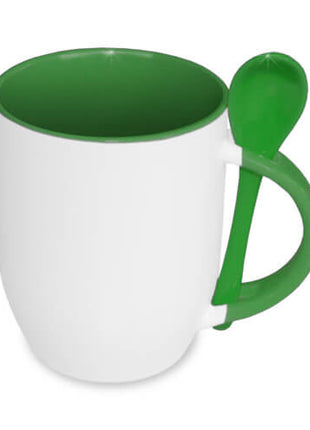 Groene JS Coating sublimatie mok met lepel van 330 ml keramische mok voor sublimatie bedrukking