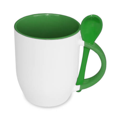 Groene JS Coating sublimatie mok met lepel van 330 ml keramische mok voor sublimatie bedrukking